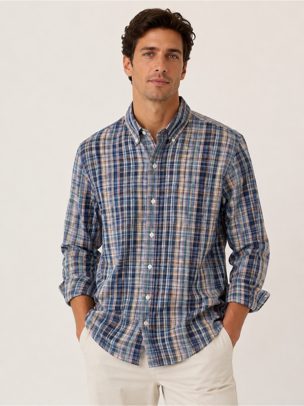 Peter Millar Plaid Crown Soft Twill Shirt | Multicolor | Size Medium